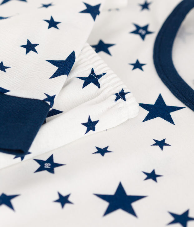 Pijama infantil de algod&oacute;n con estampado de estrellas azul/azul