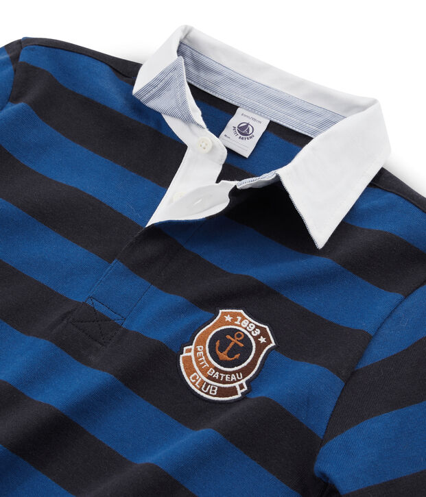 Polo de rugby de rayas para ni&ntilde;o azul/azul