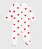 Pijama de algod&oacute;n para beb&eacute; (unisex) con estampado de corazones blanco/rojo
