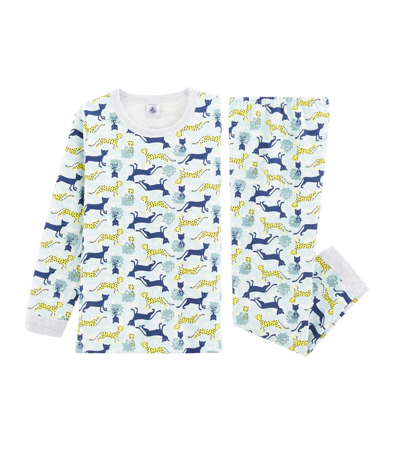 Pijama de mulet&oacute;n para ni&ntilde;o blanco/multicolor