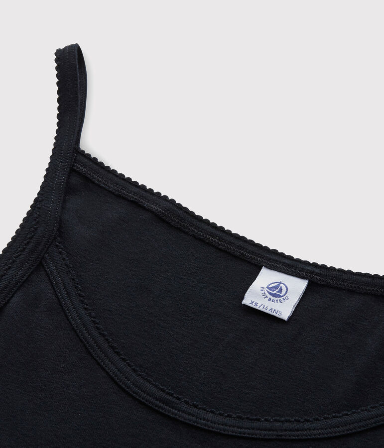 Vestido de tirantes emblem&aacute;tico de algod&oacute;n de mujer negro