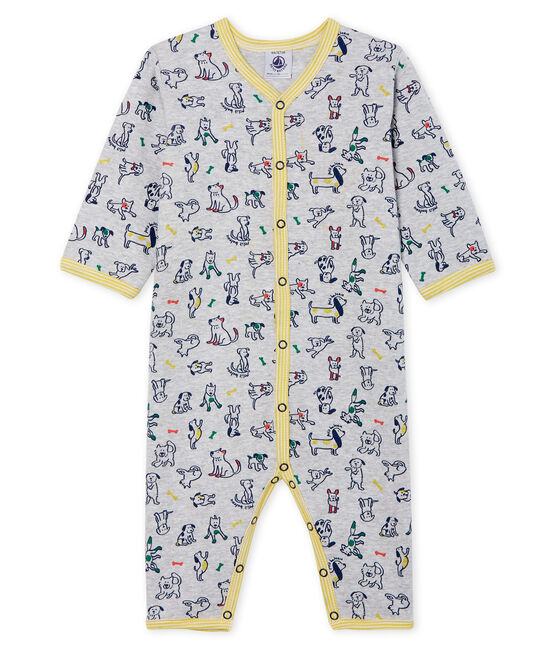Pijama sin pies de punto para bebé niño gris POUSSIERE/blanco MULTICO
