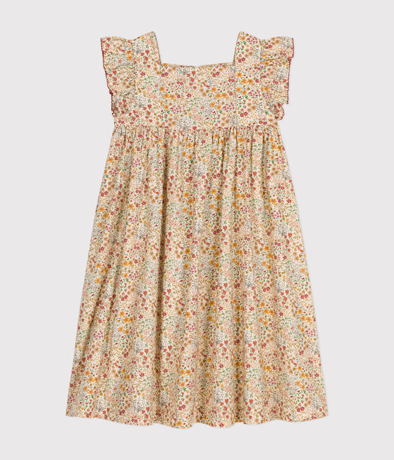 Vestido estampado de popelina sin mangas para niña blanco AVALANCHE/ MULTICO