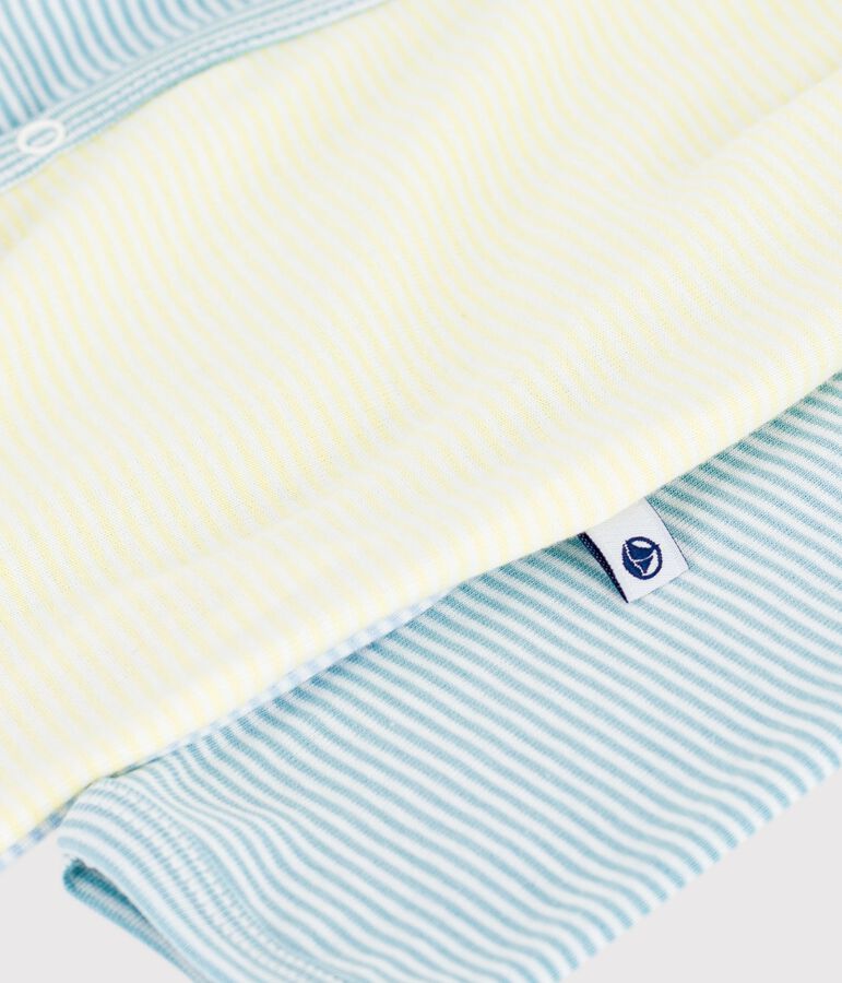 Pijama de algod&oacute;n con estampado de rayas para beb&eacute; verde/blanco
