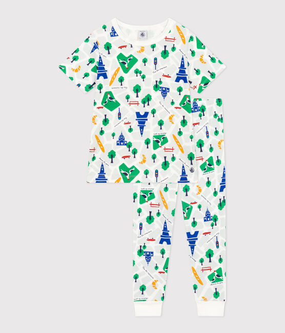 Pijama infantil de algodón con estampado de París blanco MARSHMALLOW/blanco MULTICO