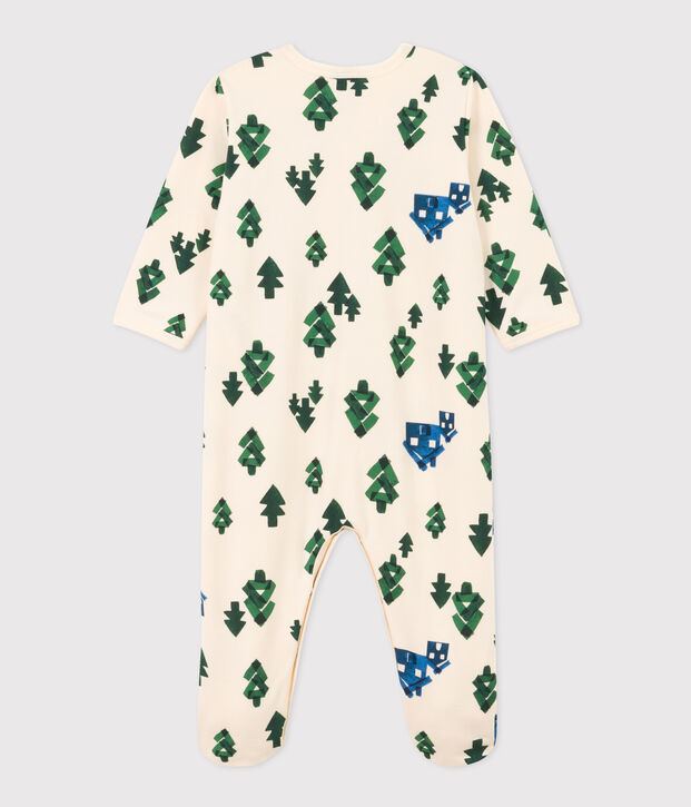 Pijama de felpa con abetos para beb&eacute; crudo/multicolor