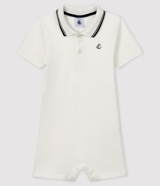 Mono corto de polo para bebé niño blanco MARSHMALLOW