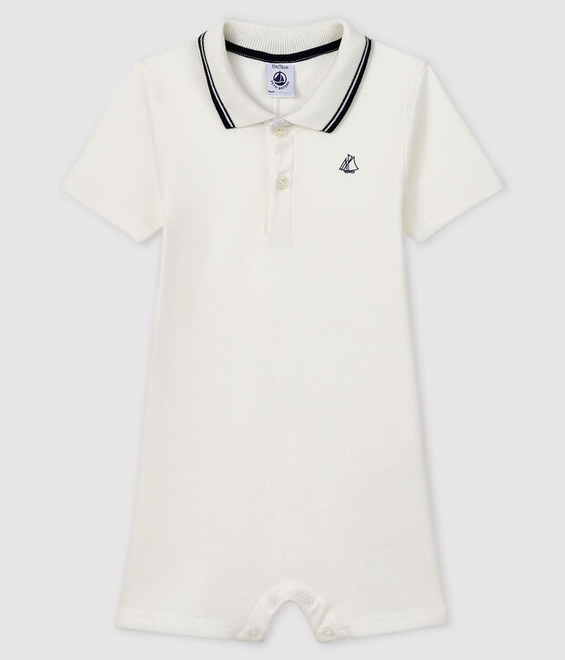 Mono corto de polo para beb&eacute; ni&ntilde;o blanco