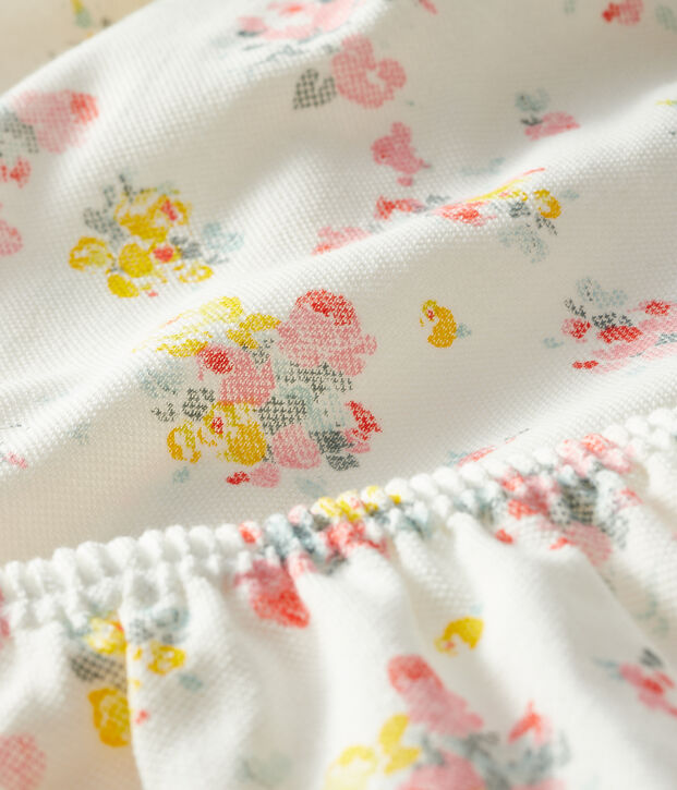 Vestido estampado y braguita bloomer para beb&eacute; ni&ntilde;a blanco/multicolor