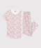 Pijama infantil de algodón de manga corta y pierna larga con estampado blanco MARSHMALLOW/blanco MULTICO