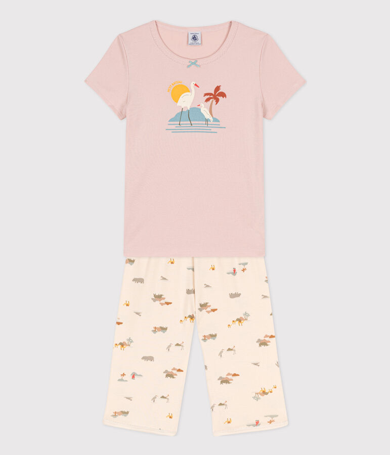 Pijama corto de algod&oacute;n con animales para ni&ntilde;a rosa/multicolor