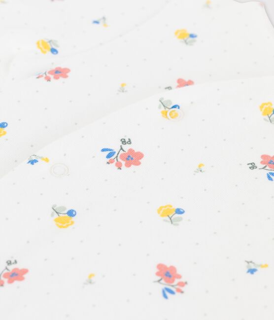 Mono largo de bebé con estampado en tejido túbico ecológico blanco MARSHMALLOW/ PAPAYE