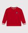 Camiseta infantil lisa de algod&oacute;n de manga larga rojo