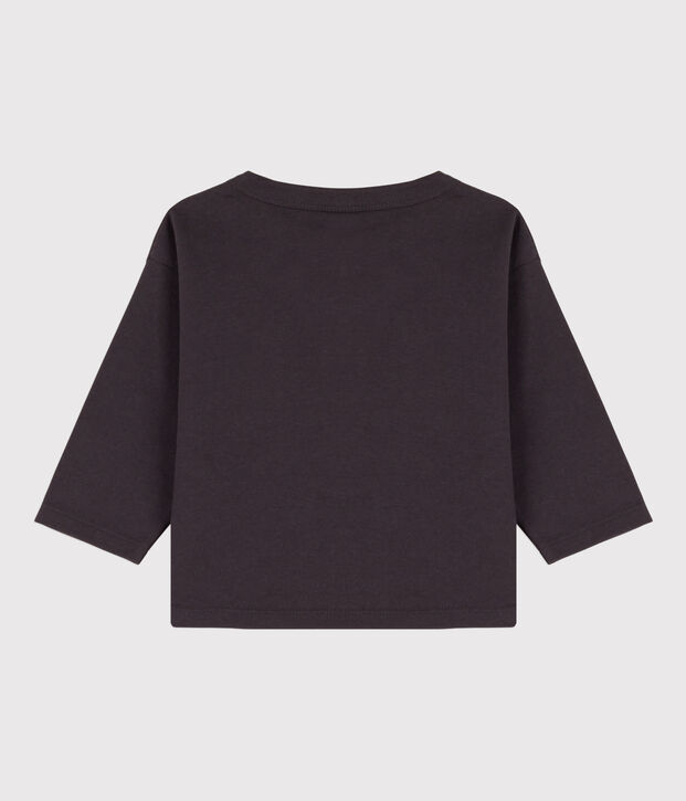 Camiseta de algod&oacute;n de manga larga para beb&eacute; gris