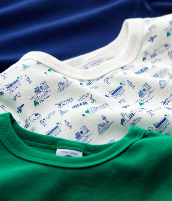 Juego de 3 camisetas de manga corta con estampado de transportes de niño de algodón variante 1