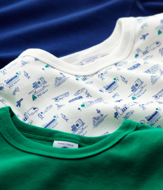 Juego de 3 camisetas de manga corta con estampado de transportes de ni&ntilde;o de algod&oacute;n multicolor