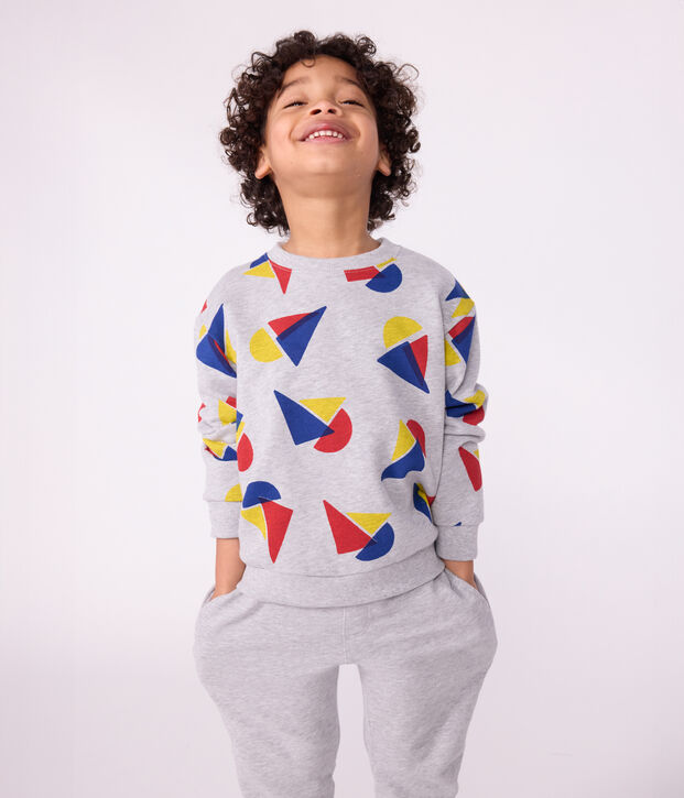 Sudadera infantil de algod&oacute;n con estampado gris/multicolor