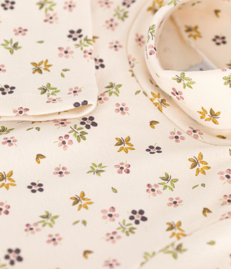 Camiseta de cuello alto de algod&oacute;n para ni&ntilde;a crudo/multicolor