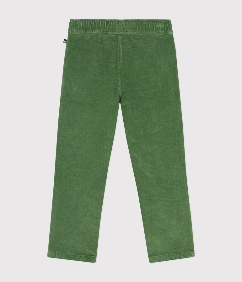Pantal&oacute;n recto de terciopelo para ni&ntilde;o verde PALMERAIE