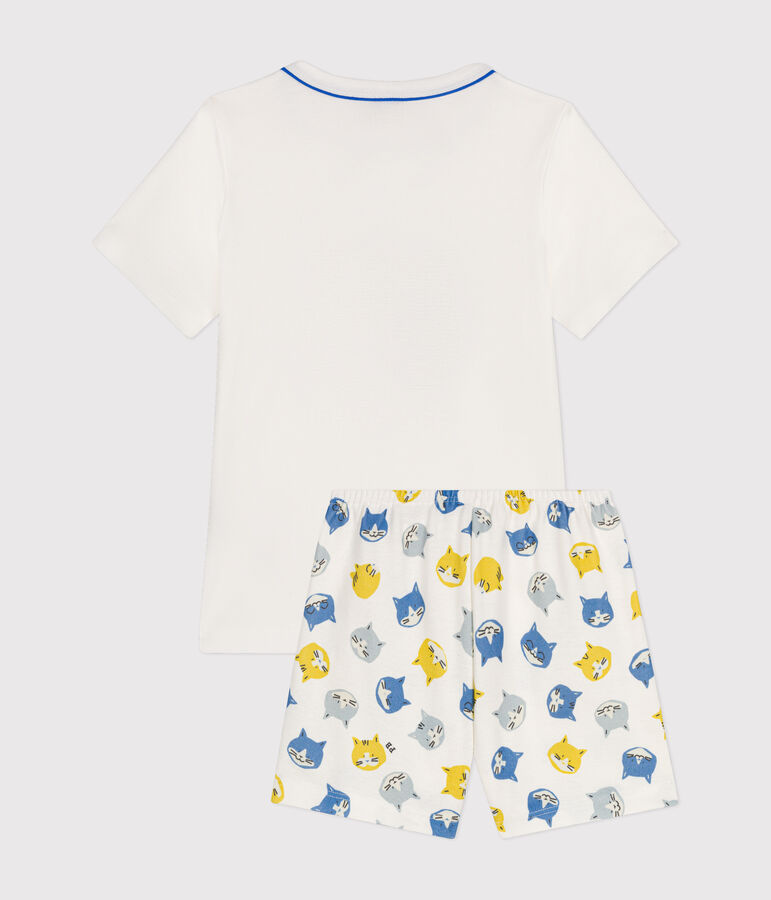 Pijama infantil corto de algod&oacute;n blanco/multicolor