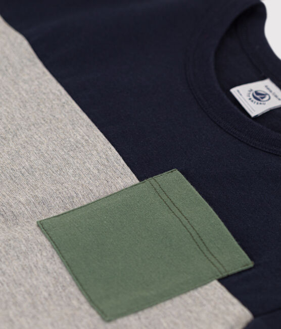 Camiseta de punto para niño azul SMOKING/blanco MULTICO