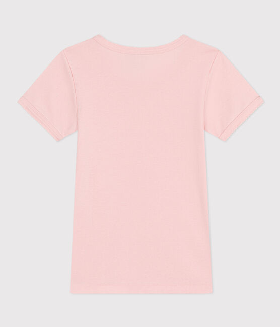 Camiseta de manga corta de algodón para niña rosa MINOIS