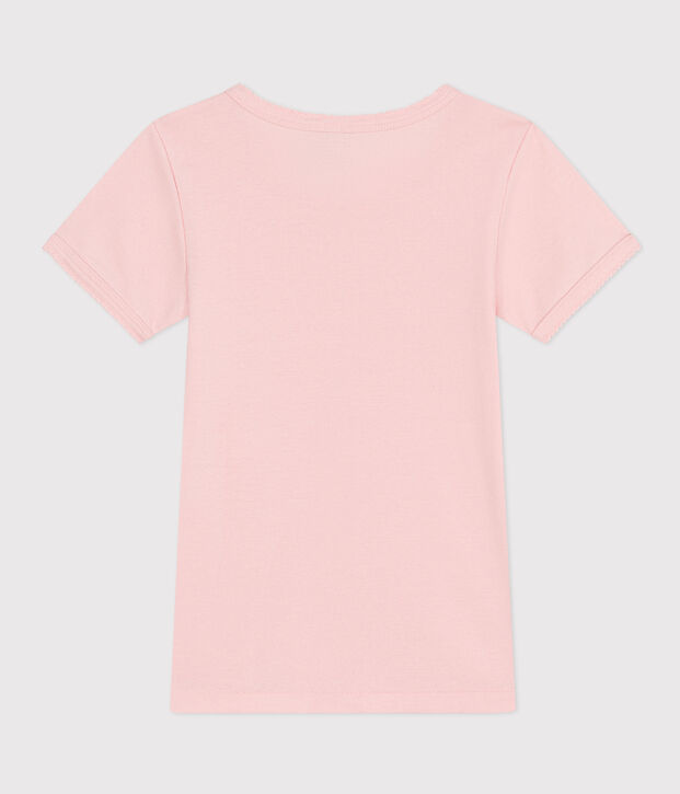 Camiseta de manga corta de algod&oacute;n para ni&ntilde;a rosa