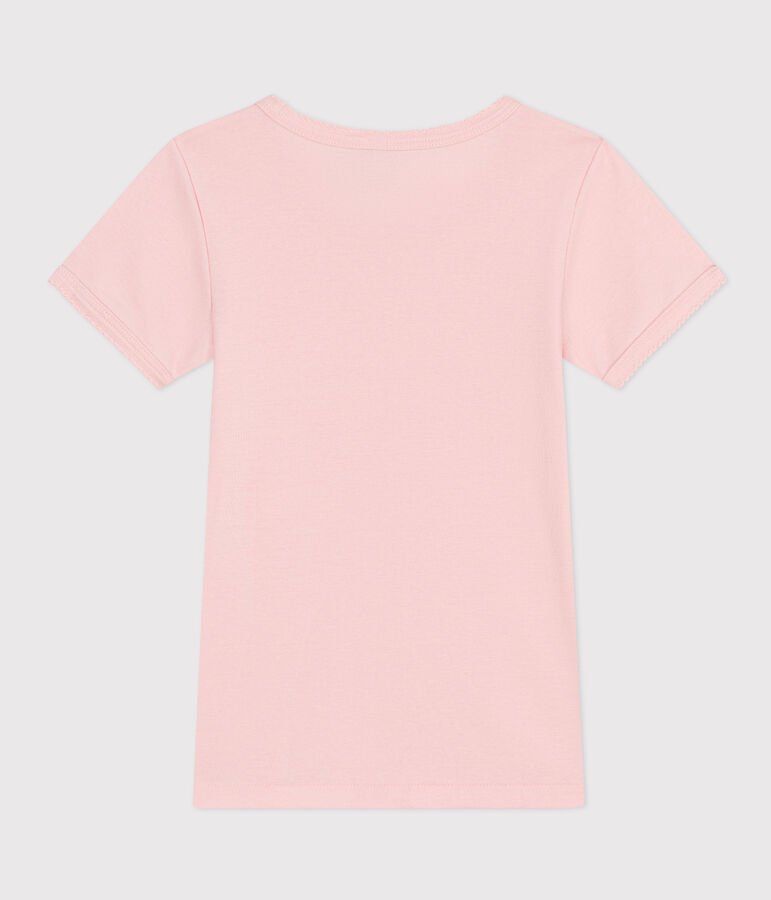 Camiseta de manga corta de algod&oacute;n para ni&ntilde;a rosa MINOIS
