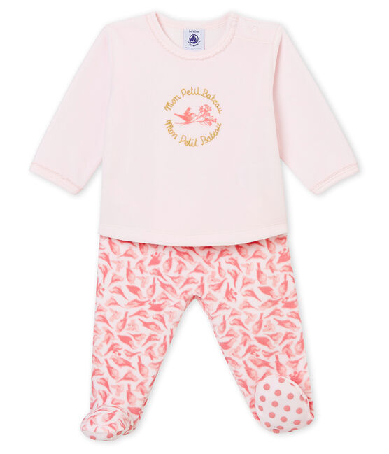 Pijama para bebé niña rosa VIENNE/blanco MULTICO
