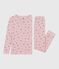 Pijama infantil de algodón con pierna muy ajustada y estampado de flores rosa JOLI/blanco MULTICO