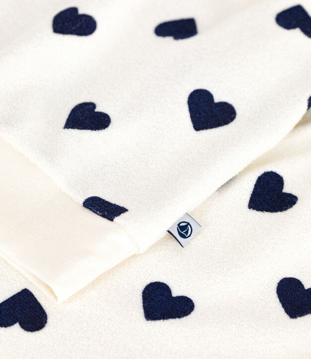 Pijama de rizo de algod&oacute;n con estampado de corazones para mujer azul/azul