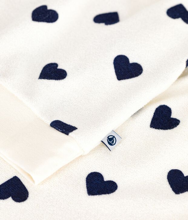 Pijama de rizo de algod&oacute;n con estampado de corazones para mujer azul/azul
