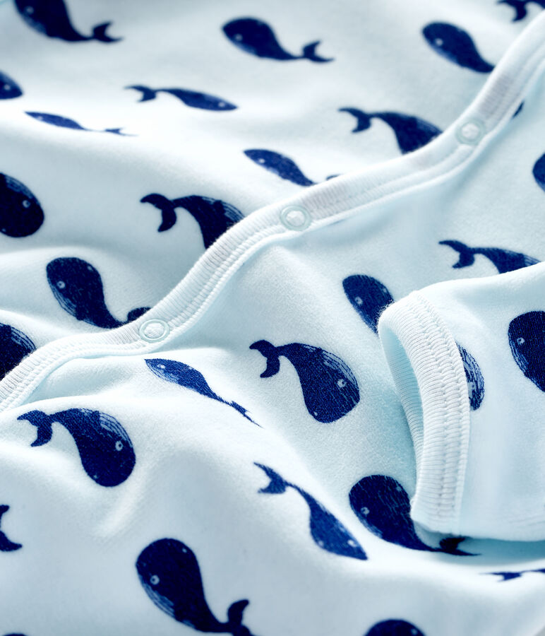 Pelele de terciopelo con ballena para beb&eacute; ni&ntilde;o azul/azul