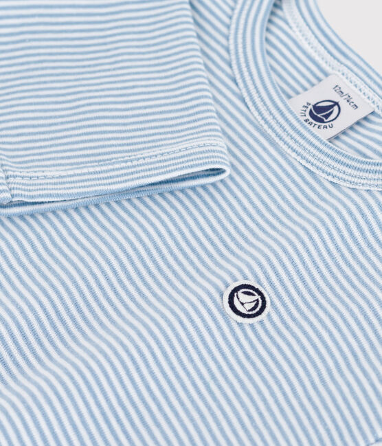 Camiseta de manga larga de algodón a rayas para bebé ADRIATIC/ MARSHMALLOW