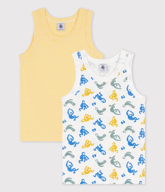 Juego de 2 camisetas de tirantes con monos fosforescentes de algodón de niño variante 1
