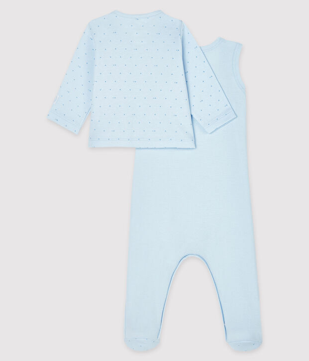 Conjunto para beb&eacute; de dos piezas de punto azul/azul