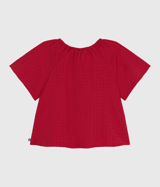 Blusa infantil de manga corta de algodón con motivo de flores SPI
