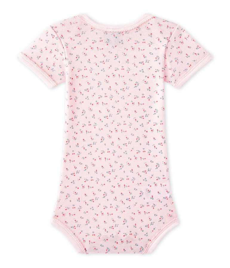 Body de manga corta estampado para beb&eacute; ni&ntilde;a rosa VIENNE/blanco MULTICO