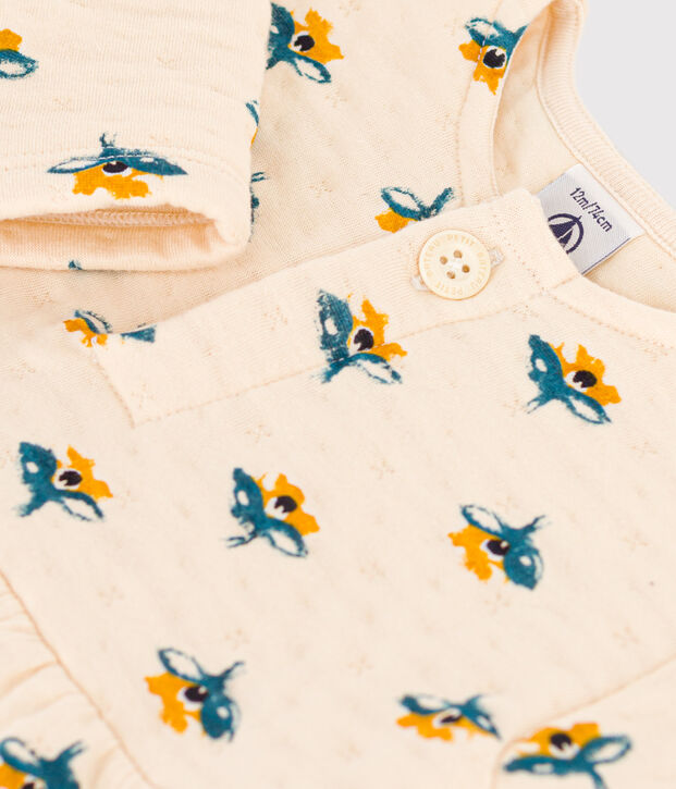 Vestido de manga larga de t&uacute;bico acolchado estampado para beb&eacute; crudo/multicolor