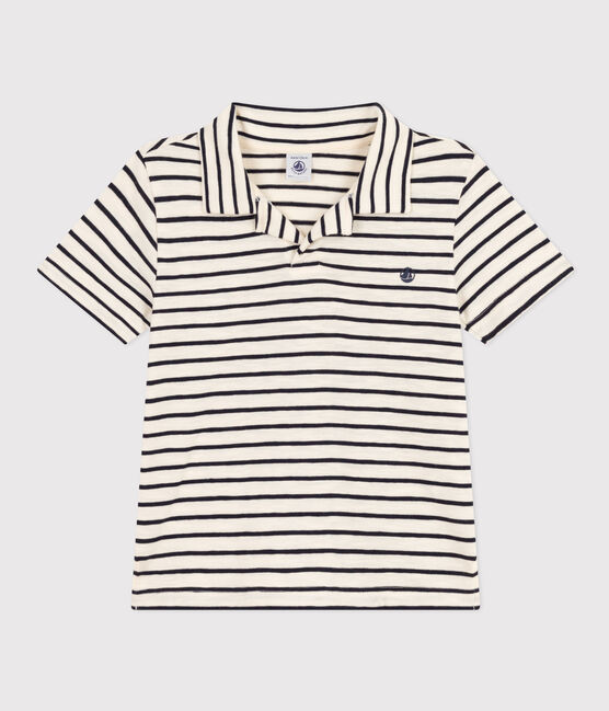 Polo de manga corta de algodón para niño blanco AVALANCHE/azul SMOKING