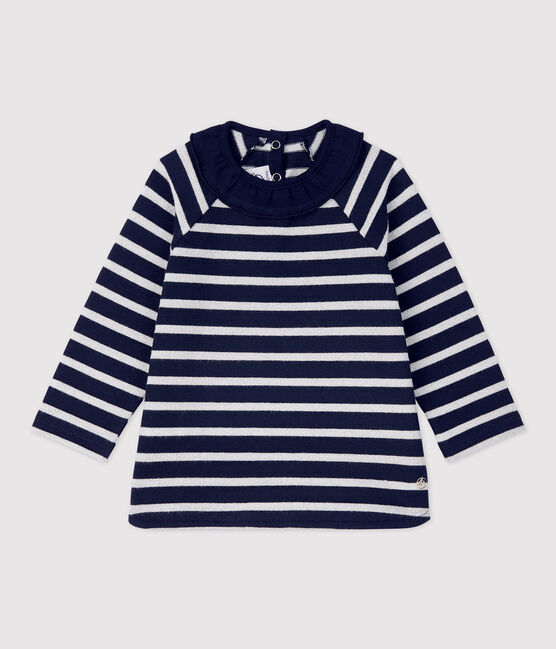 Blusa de algodón de bebé. azul SMOKING/ MARSHMALLOW ARGENT BRILLANT