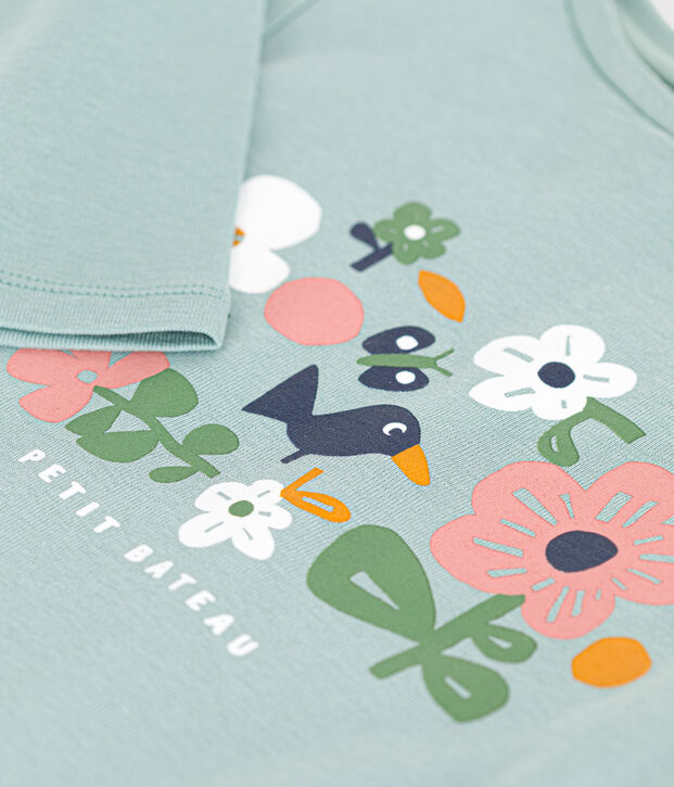 Camiseta de punto de manga larga para ni&ntilde;a verde