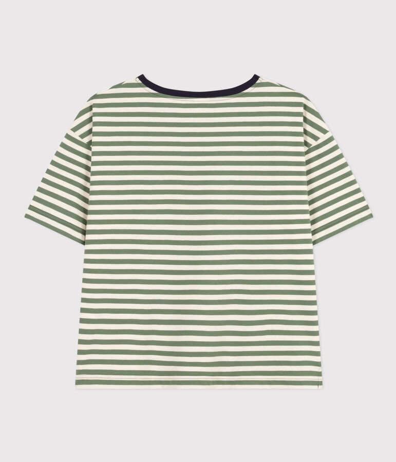Camiseta la Boxy de algod&oacute;n de mujer verde/crudo