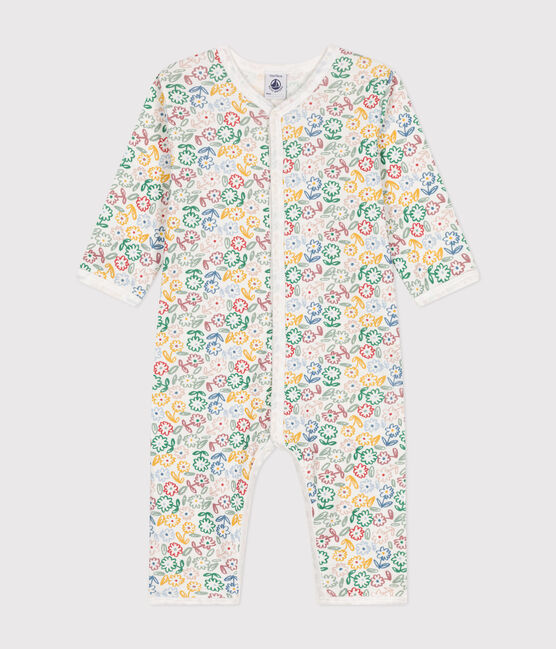 Pijama sin pies de algodón estampado para bebé blanco MARSHMALLOW/blanco MULTICO