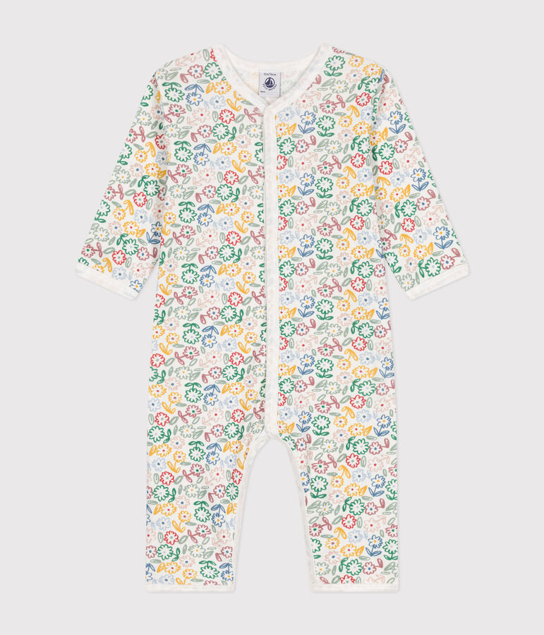 Pijama sin pies de algod&oacute;n estampado para beb&eacute; blanco MARSHMALLOW/blanco MULTICO