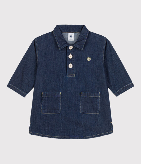 Vestido de tejido denim ligero de manga larga para bebé azul DENIM