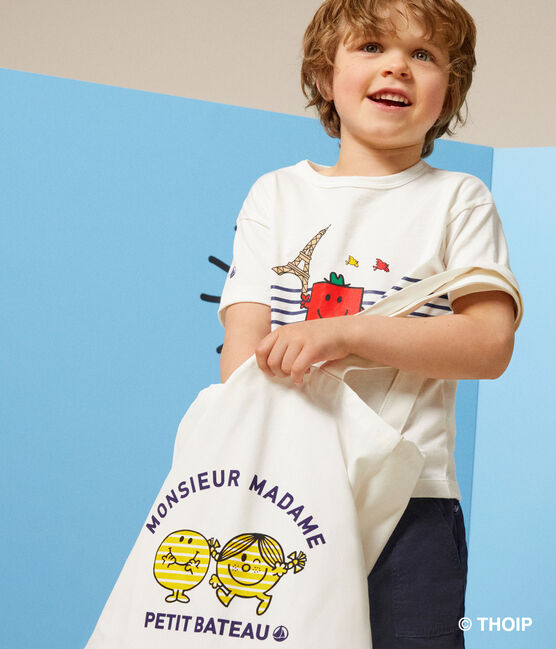 Bolsa tote Monsieur Madame de algodón blanco MARSHMALLOW