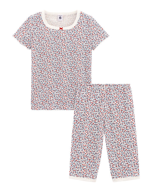 Pijama corto de punto para niña blanco MARSHMALLOW/blanco MULTICO