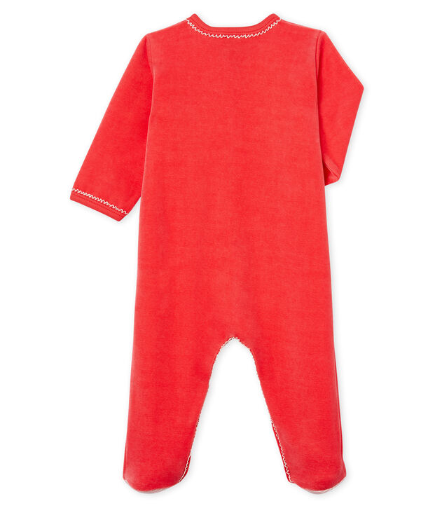 Pijama de terciopelo para beb&eacute; ni&ntilde;a rojo