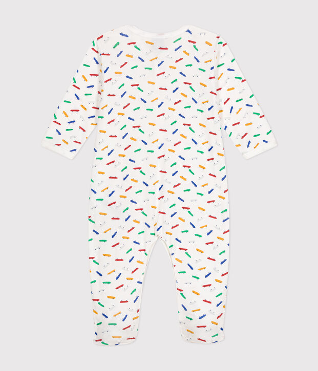 Pijama de algod&oacute;n con estampado de monopat&iacute;n para beb&eacute; blanco/multicolor